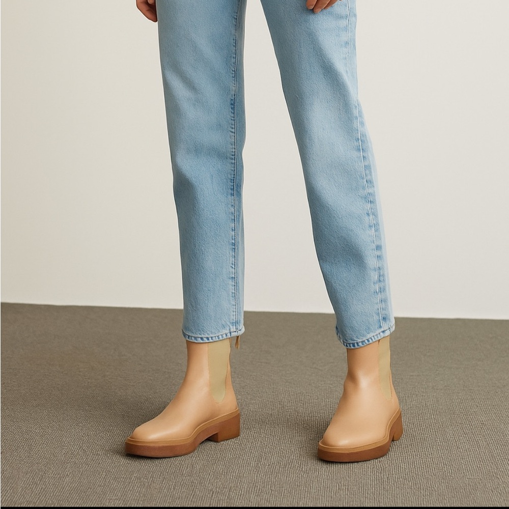 Loeffler Randall Tan Chelsea Ankle Boots with Brown Sole